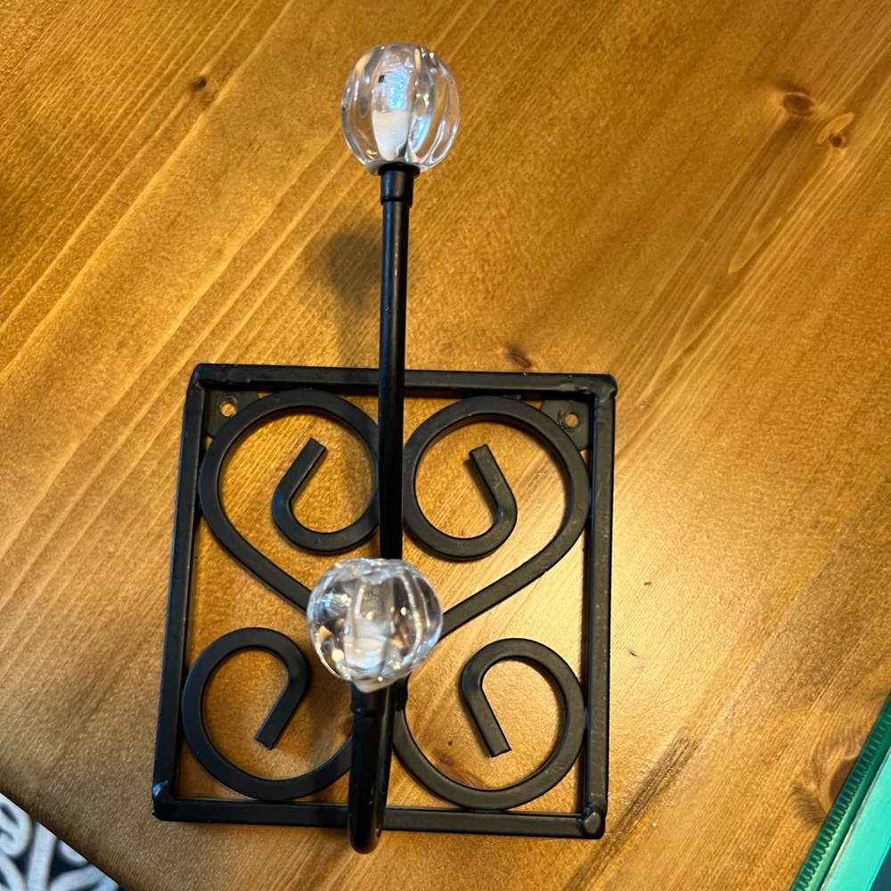 Wrought Iron Square Coat & Hat Hook With Glass Knobs Linens-n-Things.